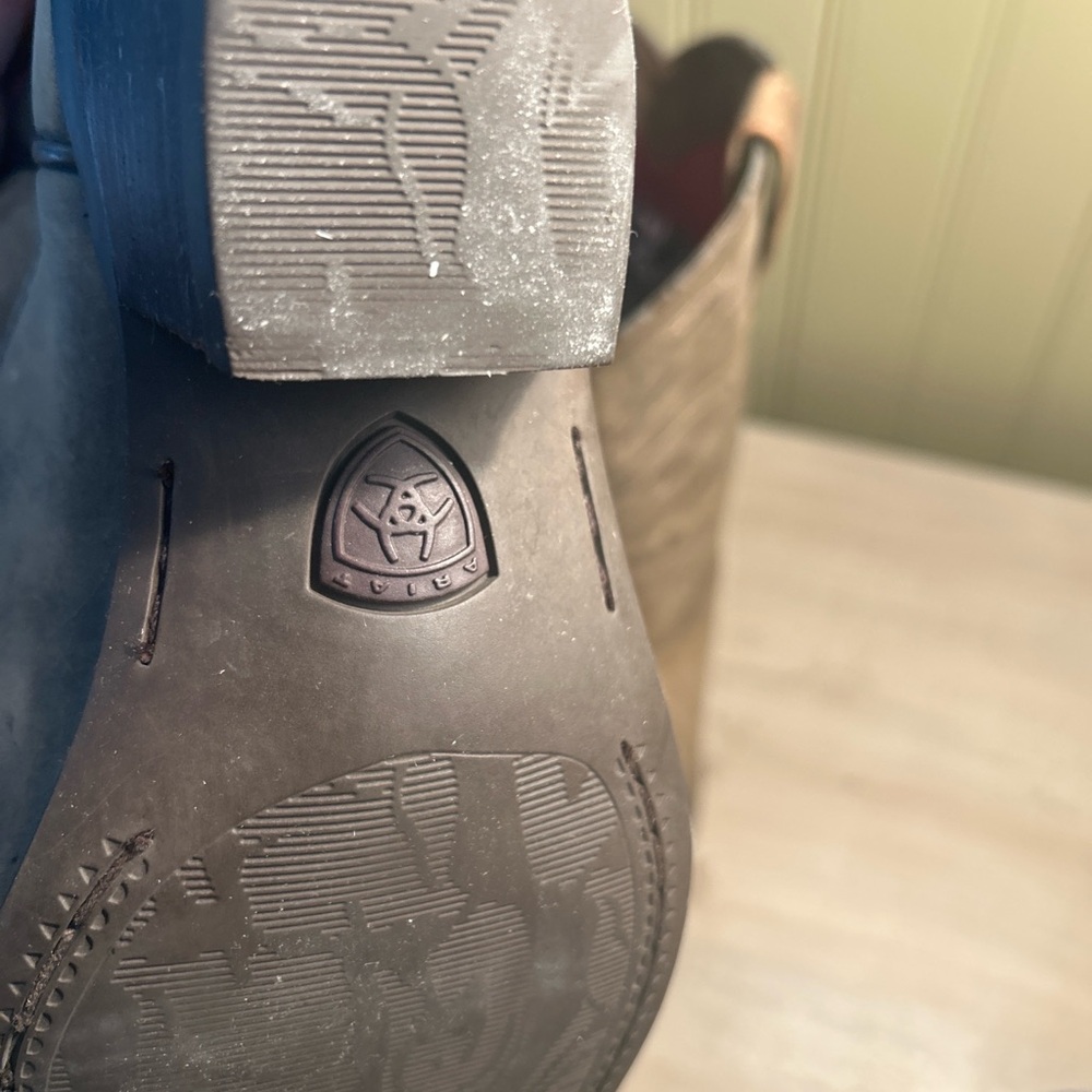Ariat Taupe Embroidered Distressed Western Boots - Picture 3 of 3